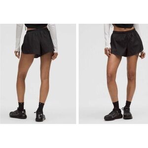 NWT Lululemon Dolphin-Hem Mid-Rise Running Short 3" Black - Size XS / 4